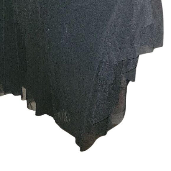 Black Halter Evening Gown With Rhinestone Embellishment & Flowing Sheer‎ Layers - Picture 5 of 9